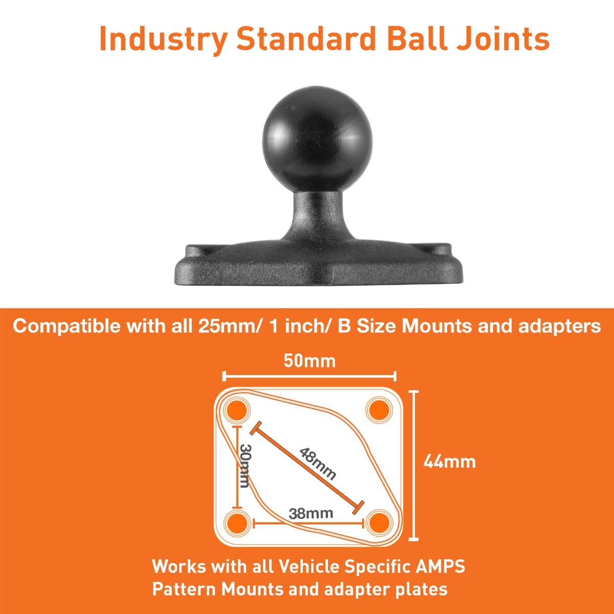 iBOLT Mounts iBOLT™ 25mm / 1 inch Composite Diamond 2-Hole AMPS Adapter Plate