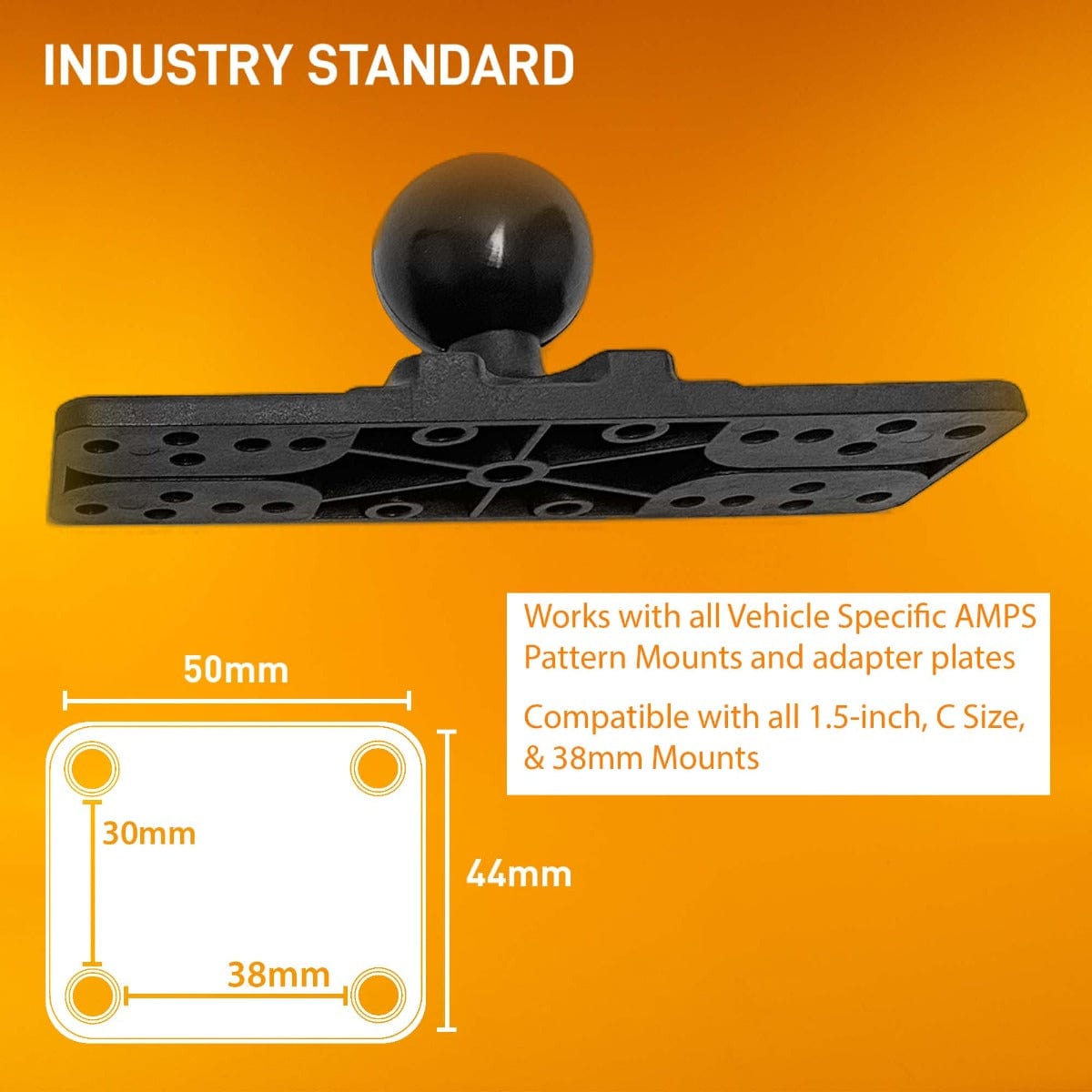iBOLT Mounts iBOLT™ 38mm / 1.5 inch Composite Universal Marine Fish Finder to Metal AMPS Mount