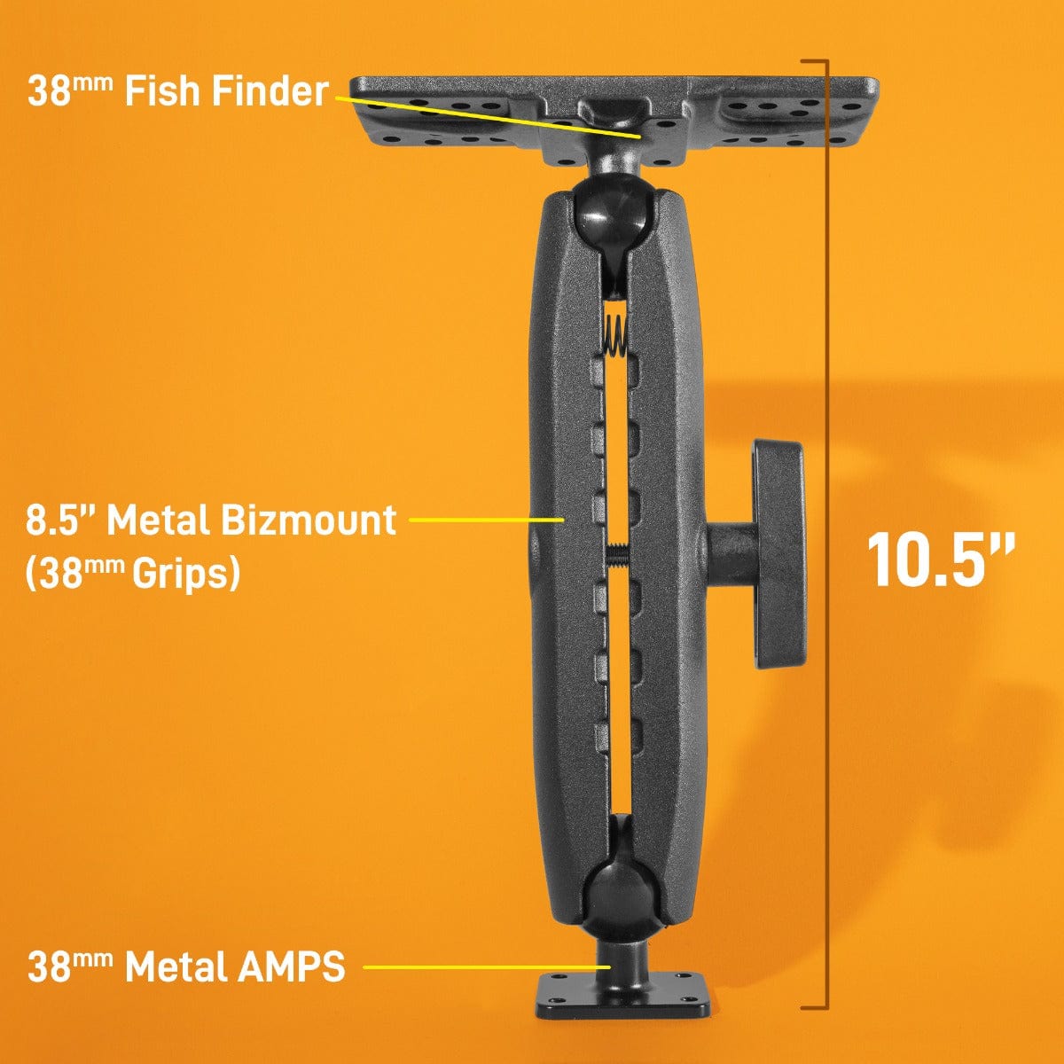 iBOLT Mounts iBOLT™ 38mm / 1.5 inch Composite Universal Marine Fish Finder to Metal AMPS Mount
