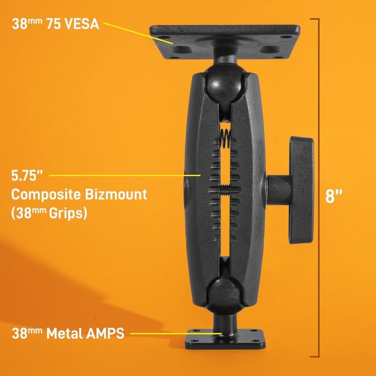 iBOLT Mounts iBOLT™ 38mm / 1.5 inch Metal AMPS to VESA 75 x 75 Mount for Monitors, displays, or tv’s