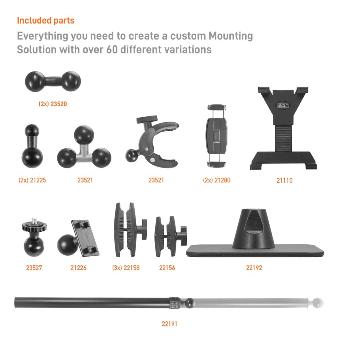 iBOLT Mounts iBOLT Stream-Cast Creator Custom mount kit with over 60 variations- great for live streaming tutorial videos and photos