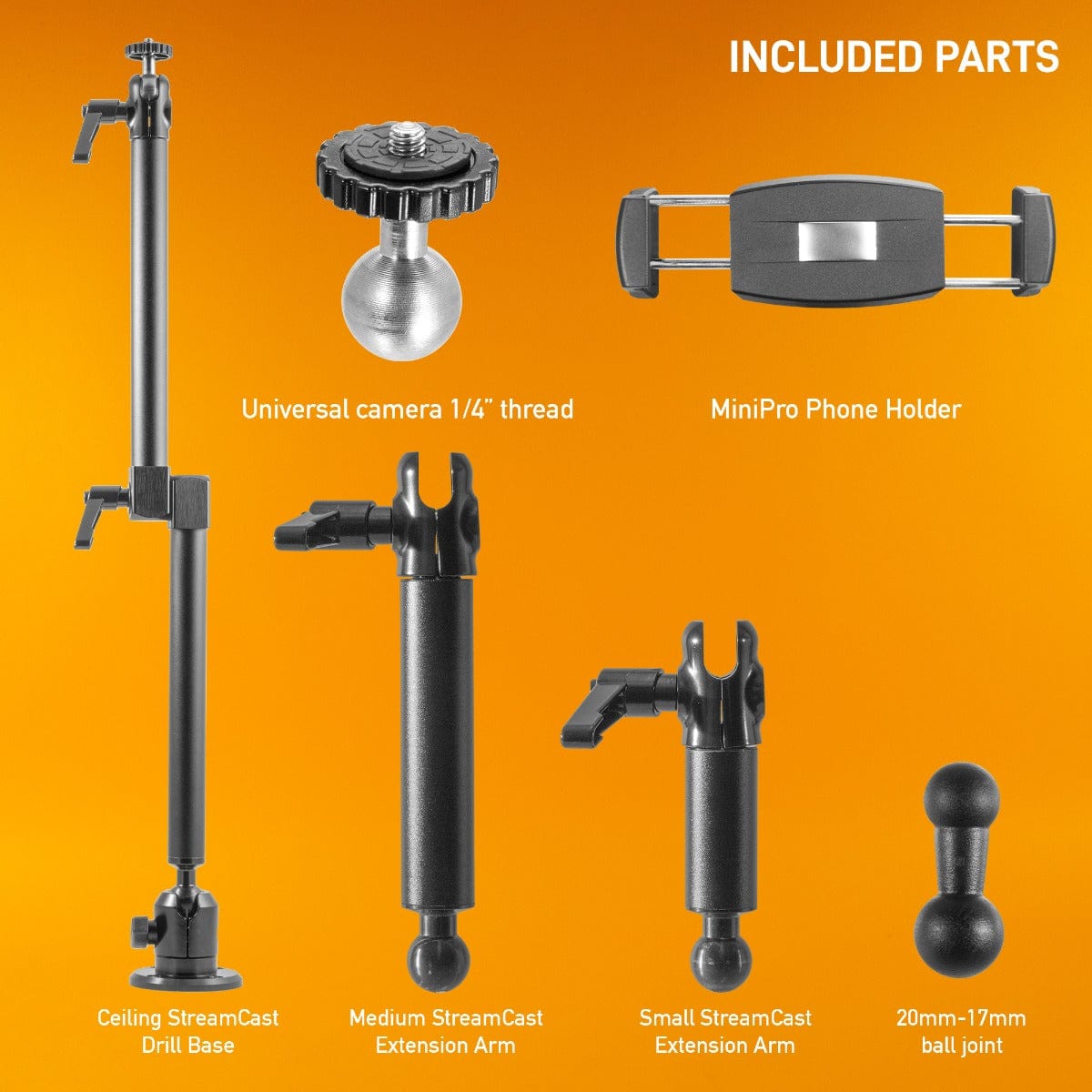 iBOLT Mounts iBOLT Stream-Cast Overhead Ceiling / Wall-Metal Multi-Angle Drill Base Mount for DSLR Cameras, Smartphones, Mini projectors