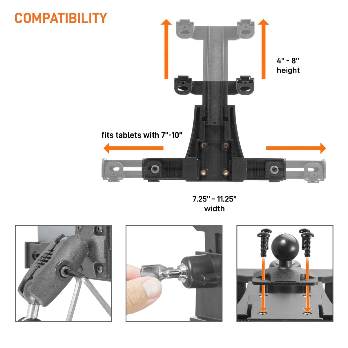 iBOLT Mounts iBOLT Tablet Tower- Dock’n Lock POS Locking Drill Base Mount - with 3 Tablet Holders
