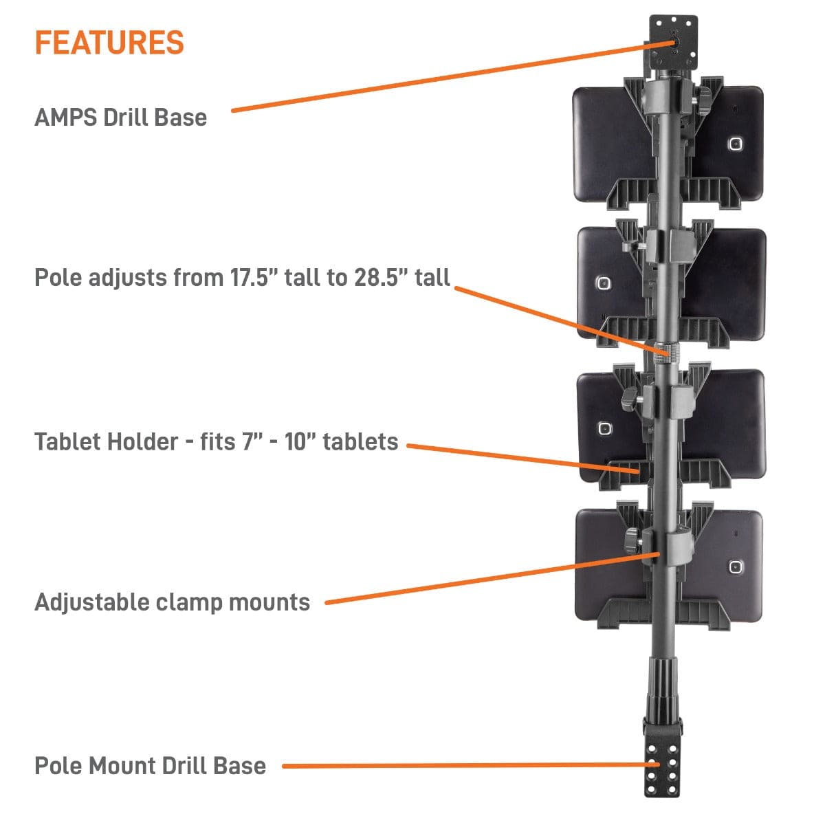 iBOLT Mounts iBOLT Tablet Tower- TabDock™ POS Wall Mount - with 4 Tablet Holders