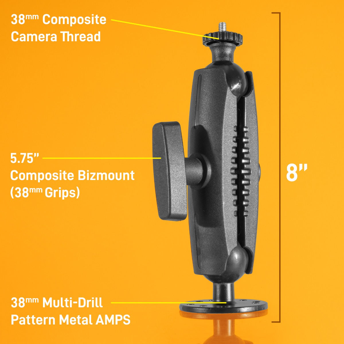 iBOLT™ 38mm / 1.5 inch Metal Circular AMPS to ¼ 20” Composite Camera Screw Mount