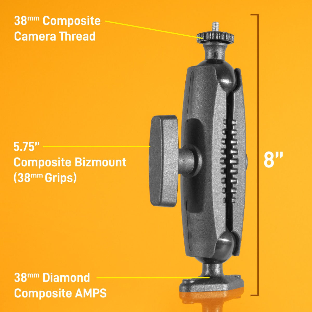 iBOLT™ 38mm / 1.5 inch Composite Diamond AMPS to ¼ 20” Camera Screw Mount