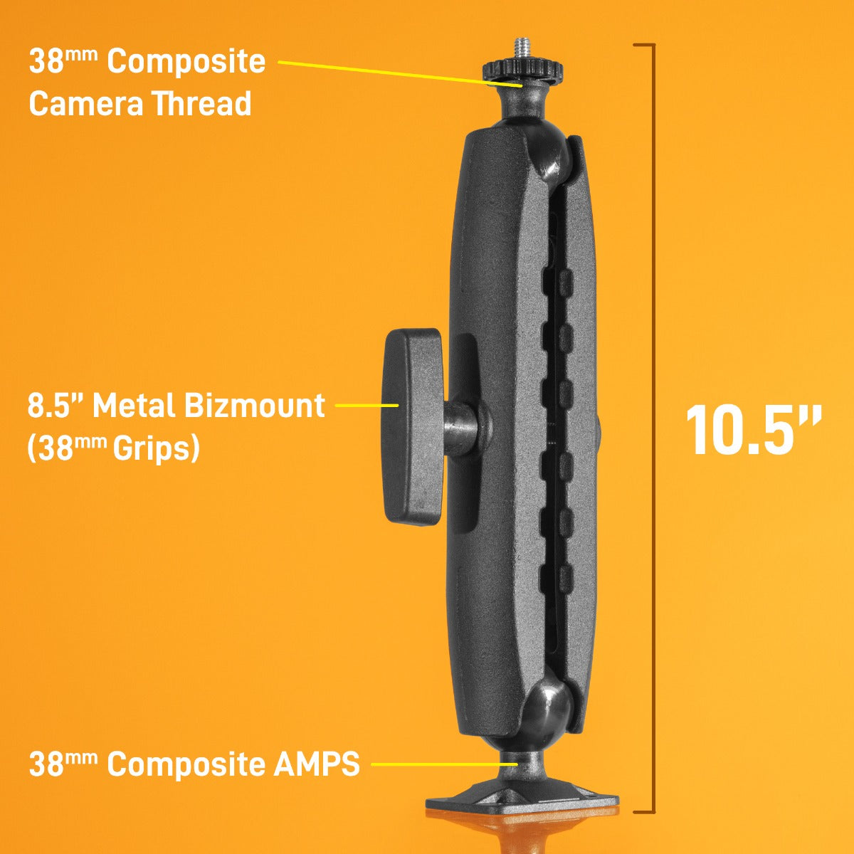 iBOLT™ 38mm / 1.5 inch Composite AMPS to ¼ 20” Composite Camera Screw Dual Ball Mount