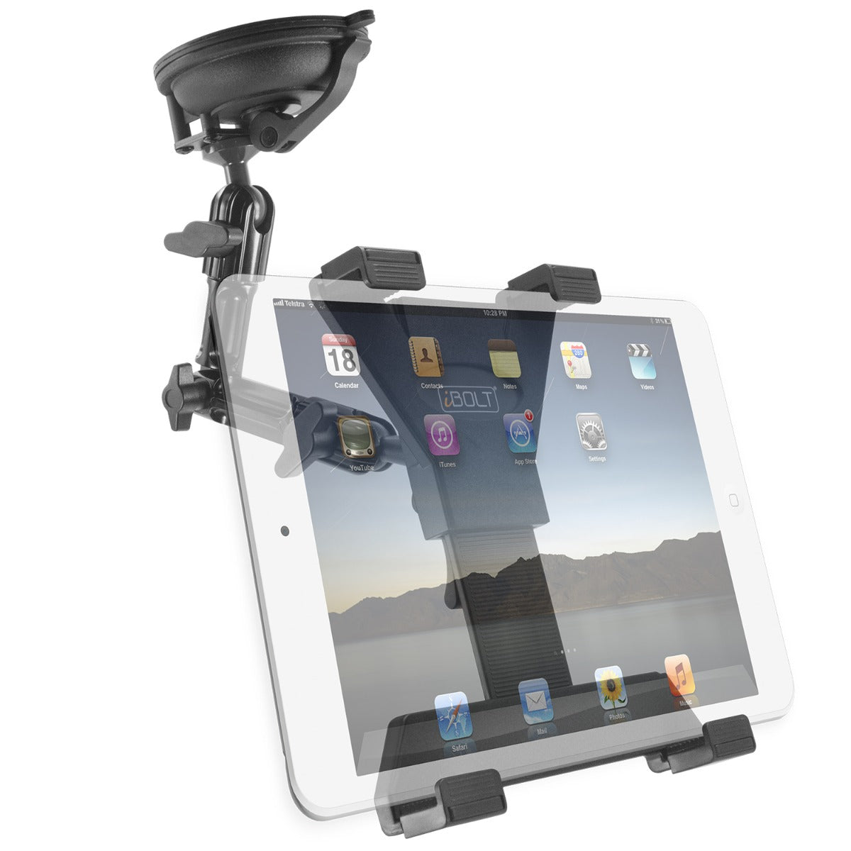 iBOLT TabDock™ FixedPro 360 Suction- Heavy Duty Metal 8" Multi-Angle Suction Cup Mount for All 7" - 10" Tablets
