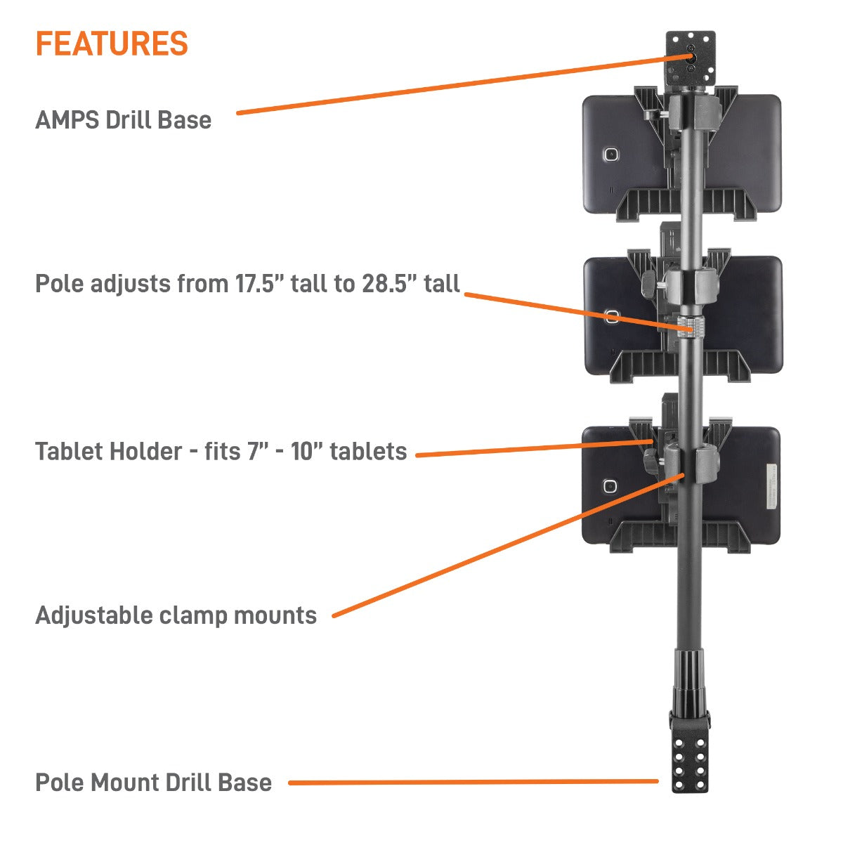 iBOLT Tablet Tower- TabDock™ POS Wall Mount - with 3 Tablet Holders