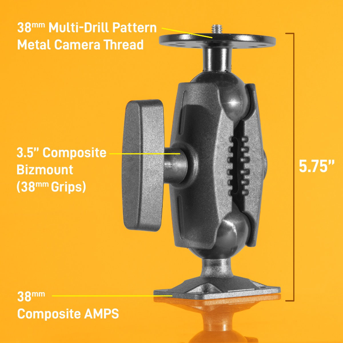 iBOLT™ 38mm / 1.5 inch Composite AMPS Pattern to ¼ 20” Metal Camera Screw Mount