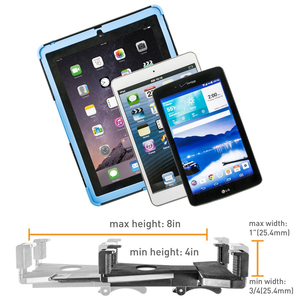 iBOLT TabDock™ Bizmount™ VHB- Heavy Duty Strong VHB Adhesive Mount Compatible with 7”-10” Tablets (iPad, Samsung Tab, etc)