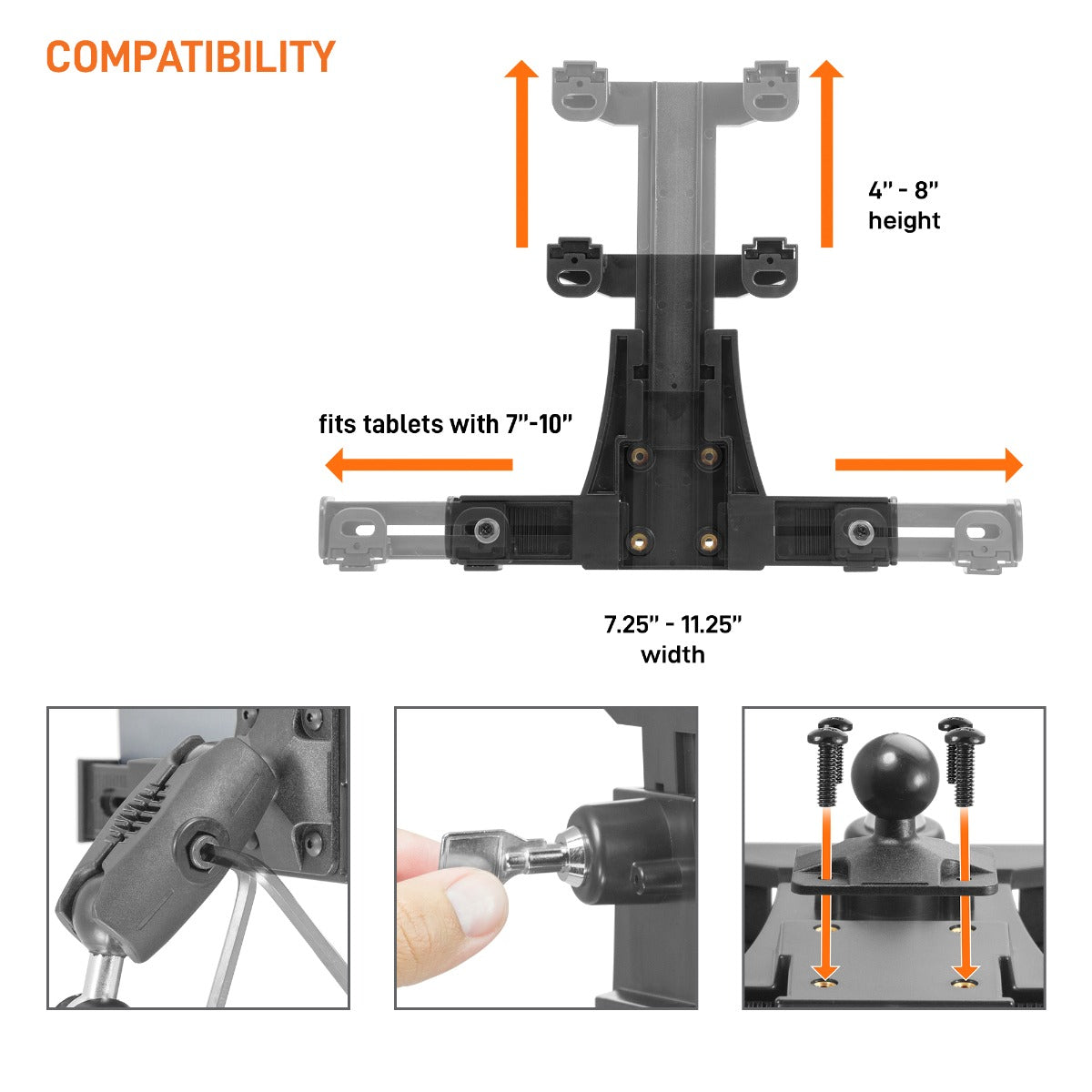 iBOLT Tablet Tower- Dock’n Lock POS Locking Drill Base Mount - with 3 Tablet Holders