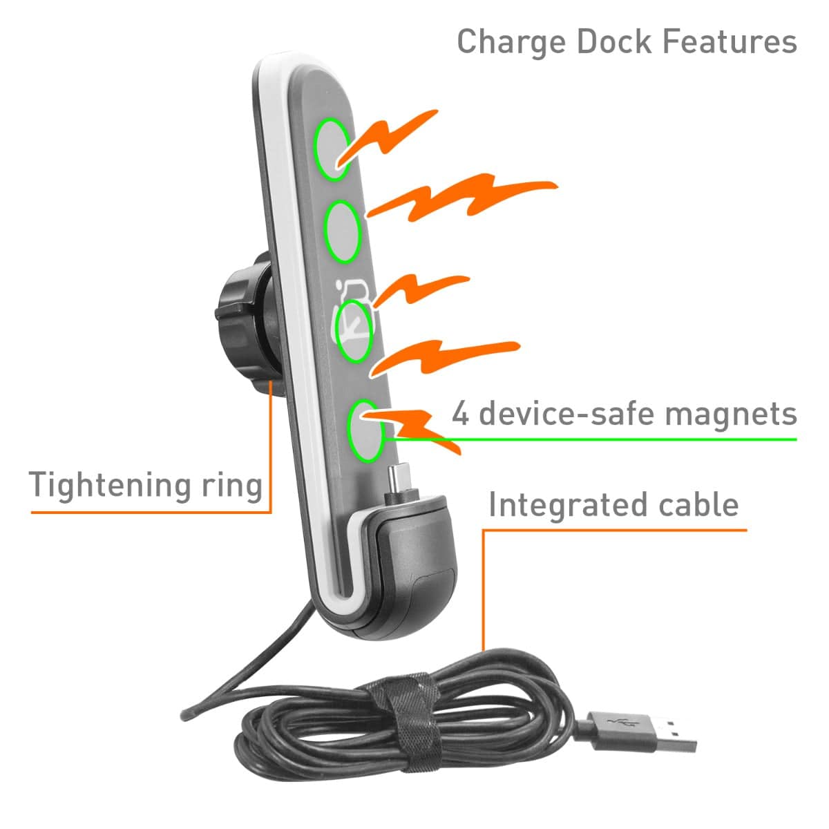 iBOLT ChargeDock USB-C AMPS Ultimate Magnetic Vehicle Dock/Mount/Holder w/ 2m USB Certified Type C to USB-A Charging Cable