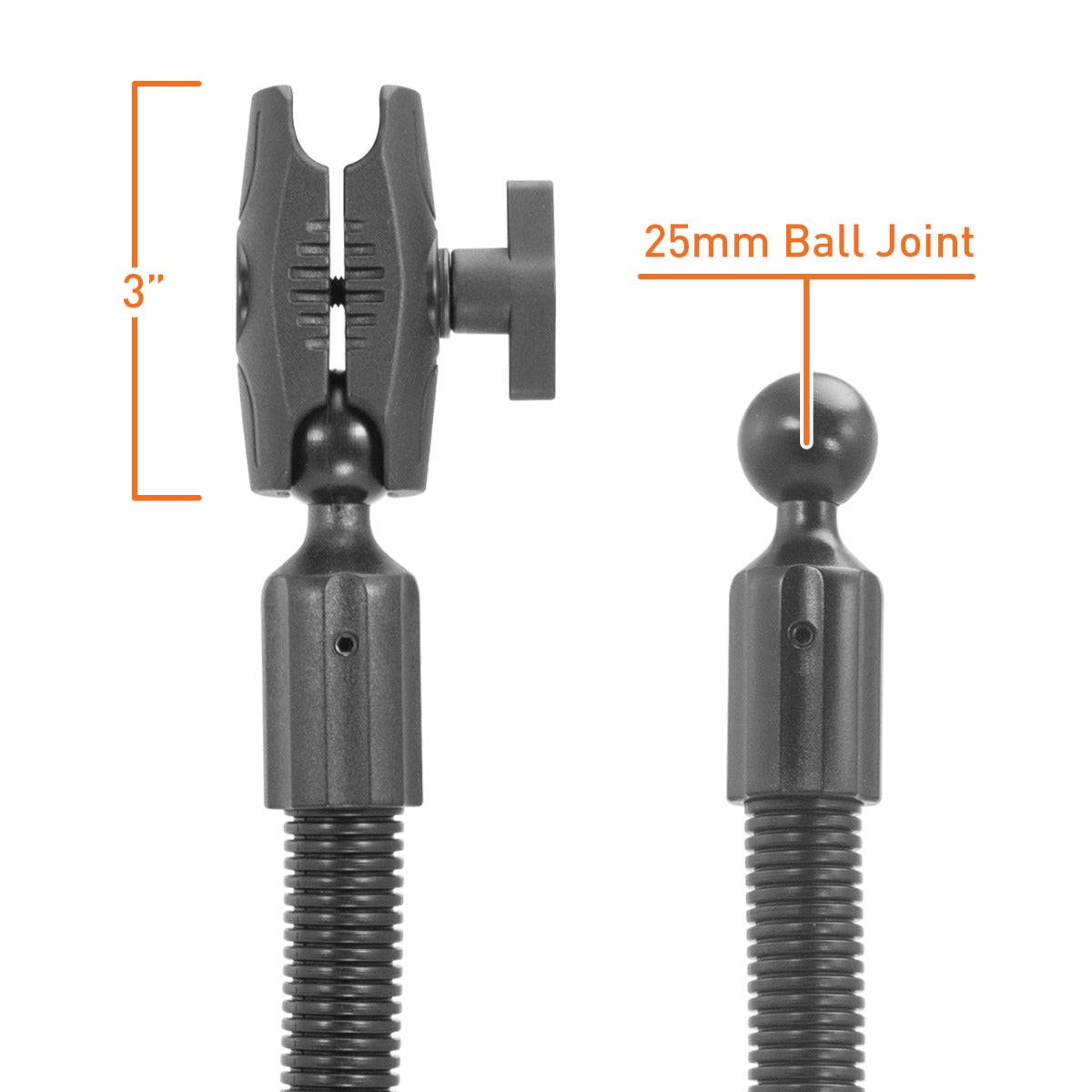 iBOLT 25mm / 1 inch Ball Flexpro Seatrail Mount w/ 3 inch arm